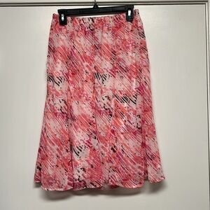 Kim Rogers Midi Pink Patterned Skirt